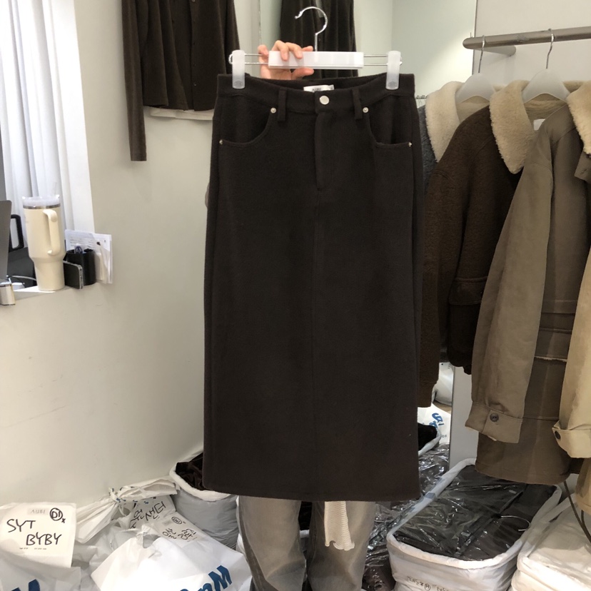 AUBE東大門㊣代購女裝新品職業時尚25秋冬半身裙中短裙羊毛AUBE半身裙/中短裙圖色2