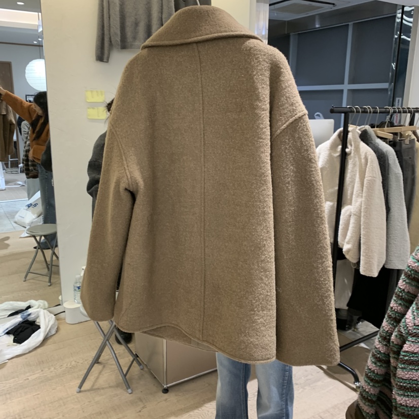 W AND J韓國代購㊣女士新品人氣25秋冬休閑時尚職業短款大衣W AND J短款大衣