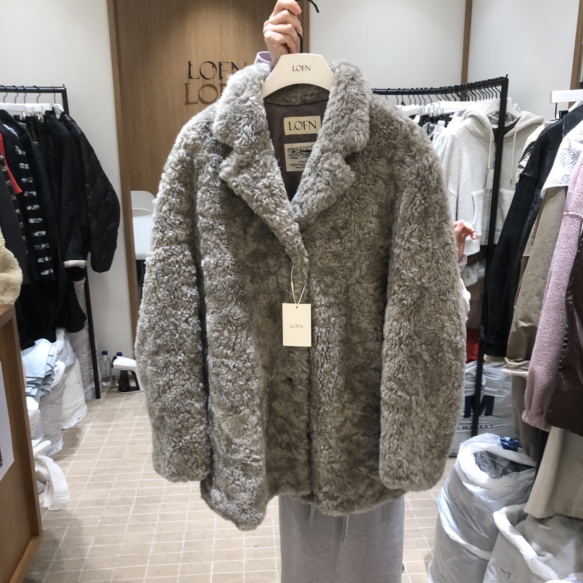 LOFN東大門㊣實拍女裝新款真品人氣推薦休閑25秋冬短款大衣LOFN短款大衣圖色2