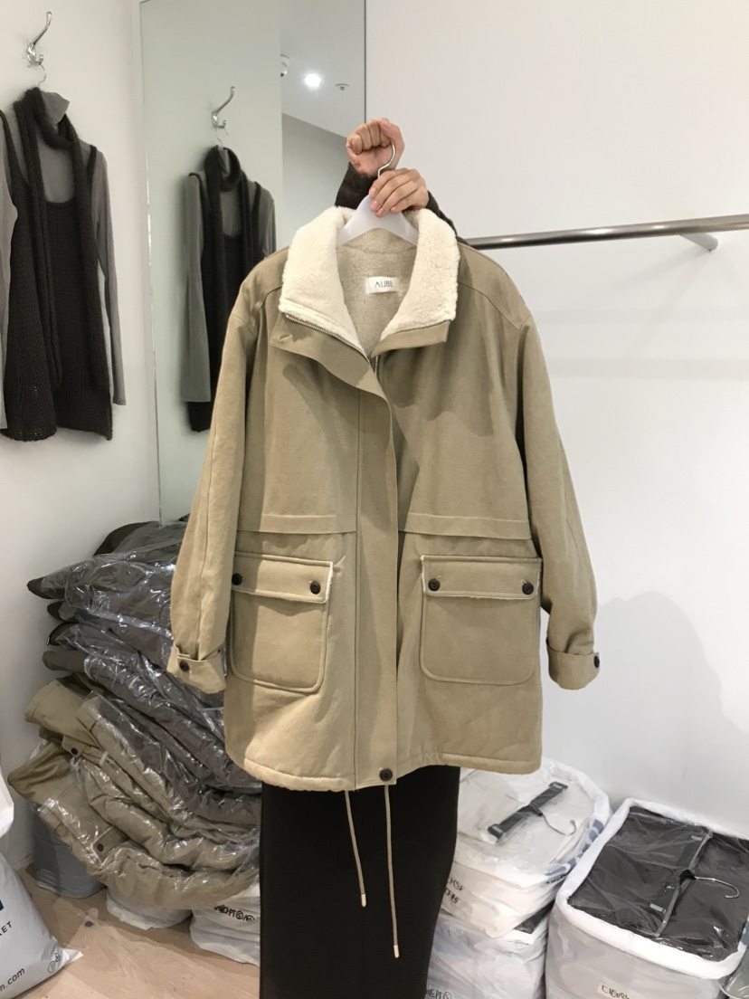 AUBE東大門㊣直郵女裝新款休閑職業熱賣推薦人氣短款大衣羊毛AUBE短款大衣圖色2