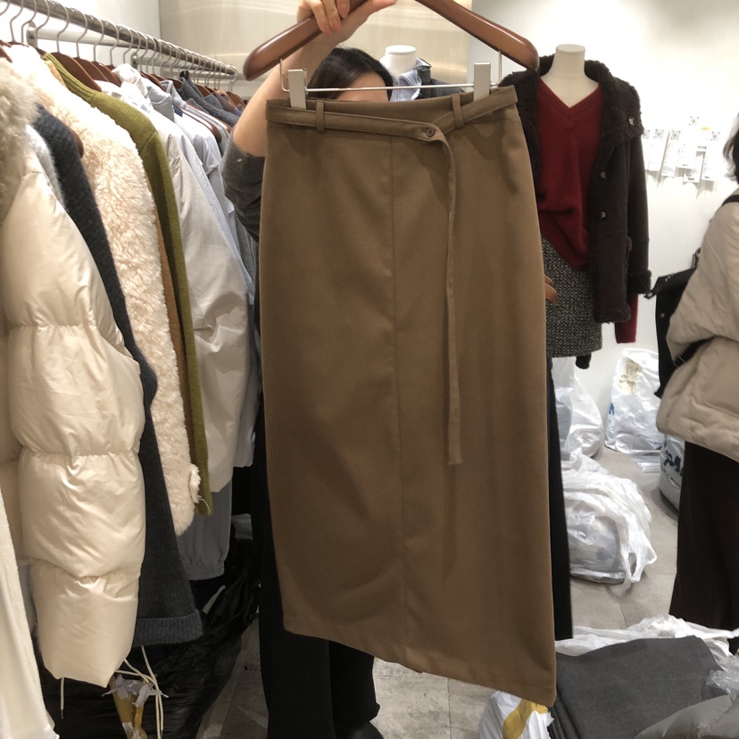 CHAE韓國直郵㊣女士新款推薦時尚人氣半身裙中短裙含腰帶紐扣CHAE半身裙/中短裙圖色1