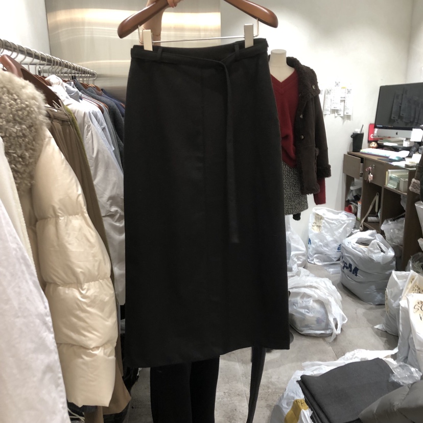 CHAE韓國直郵㊣女士新款推薦時尚人氣半身裙中短裙含腰帶紐扣CHAE半身裙/中短裙圖色2