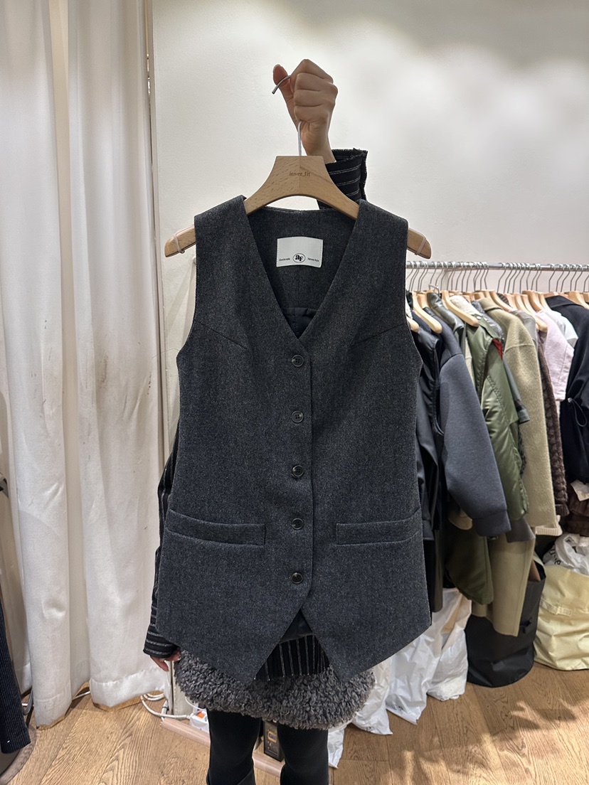 AUVERFIT韓國直郵㊣女士新款熱賣休閑人氣真品推薦馬甲人字紋AUVERFIT馬甲圖色3