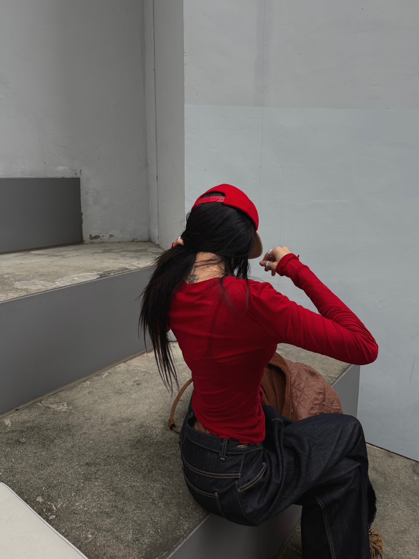 ABBEYLEE東大門㊣直郵女裝新款熱賣推薦真品時尚長袖T恤褶皺ABBEYLEE長袖T恤