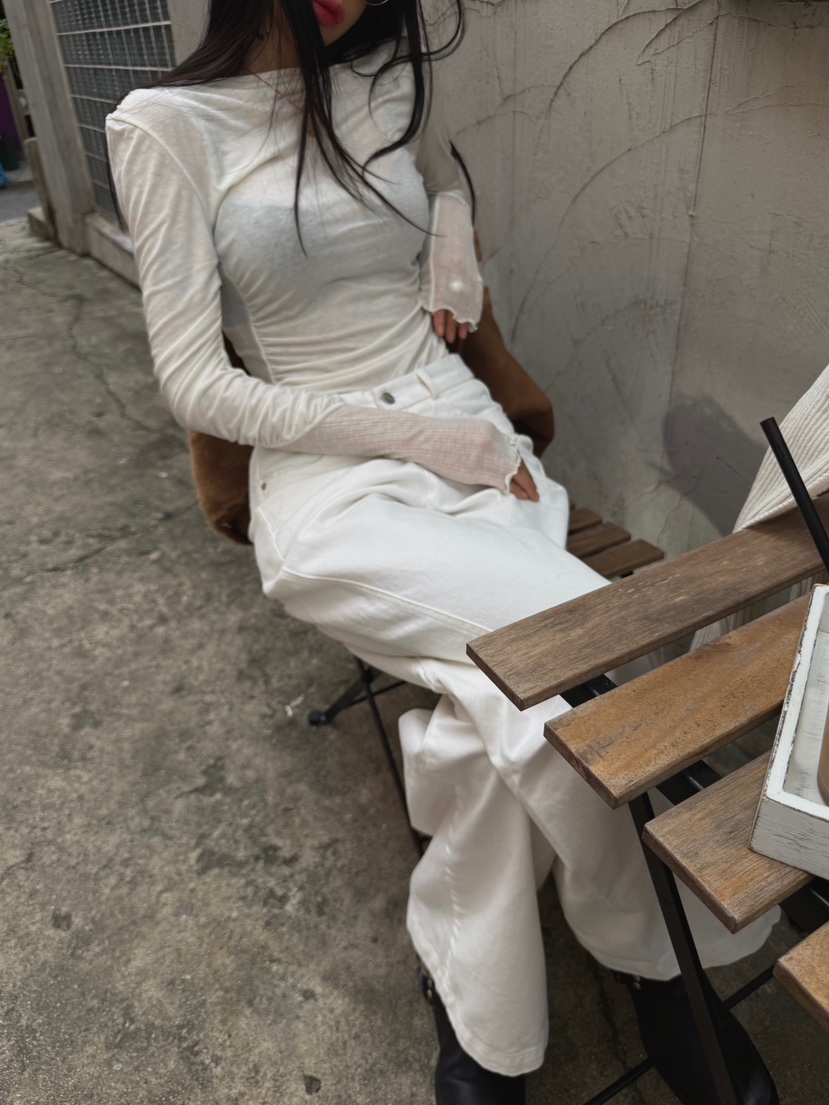 ABBEYLEE東大門㊣直郵女裝新款熱賣推薦真品時尚長袖T恤褶皺ABBEYLEE長袖T恤