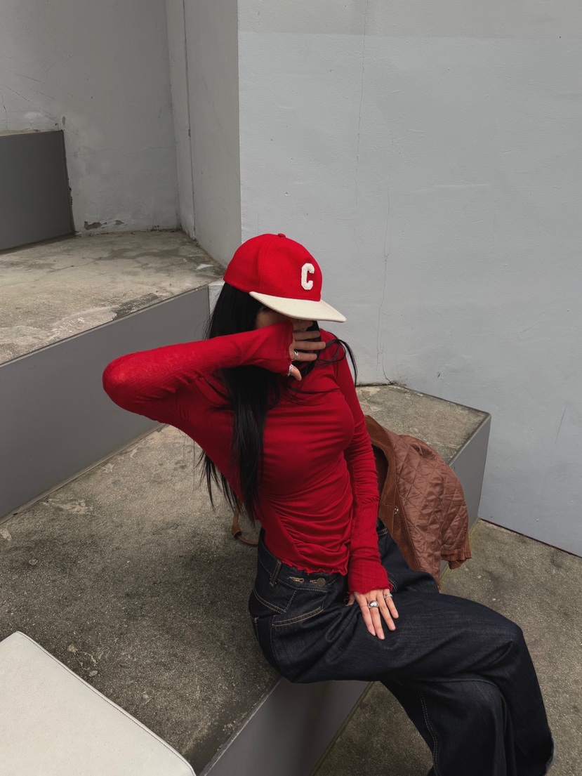 ABBEYLEE東大門㊣直郵女裝新款熱賣推薦真品時尚長袖T恤褶皺ABBEYLEE長袖T恤圖色2