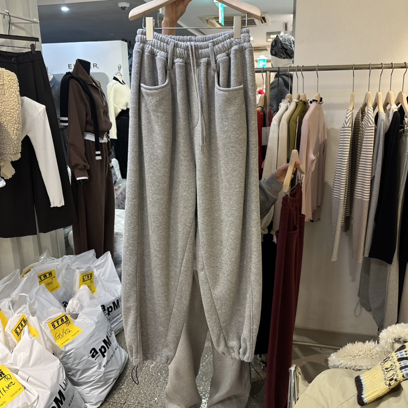 LIL韓國代購㊣女士新品時尚人氣熱賣真品25秋冬推薦休閑褲加絨LIL休閑褲圖色1