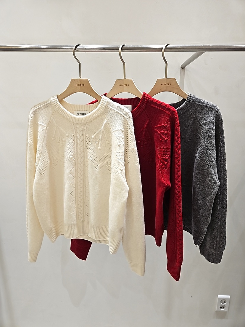 MONTER東大門㊣直郵女裝新款推薦人氣職業休閑毛衣羊毛刺繡MONTER毛衣