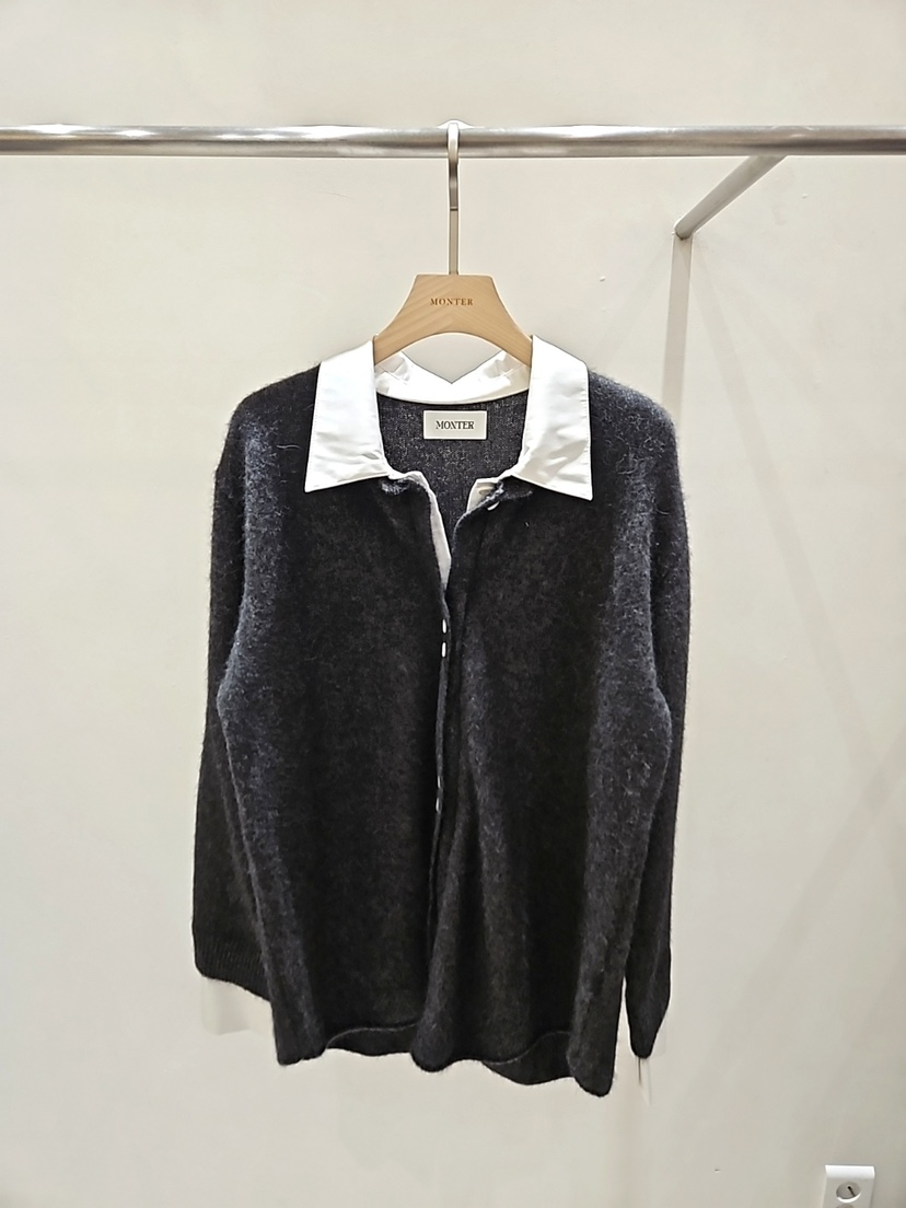 MONTER東大門㊣代購女裝新款人氣真品職業時尚熱賣針織衫浣熊MONTER針織衫圖色1灰色