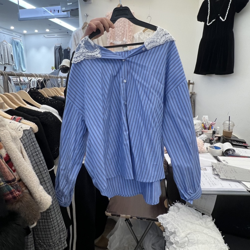 BEEN-A東大門㊣代購女裝新款人氣時尚25秋冬休閑襯衫蕾絲衫BEEN-A襯衫/蕾絲衫圖色1