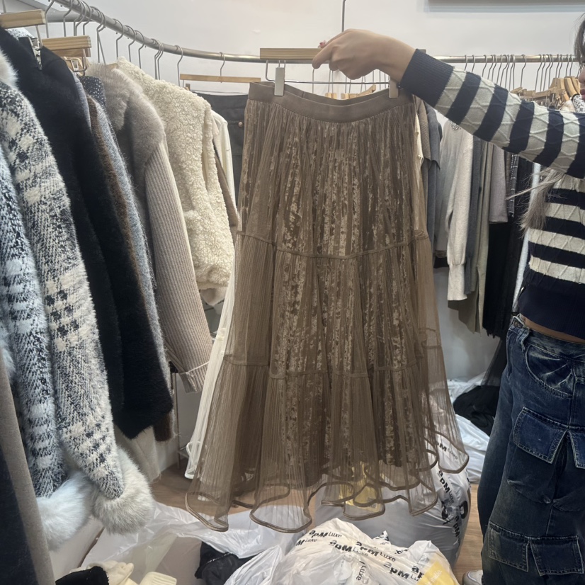 ABLESTUDIO韓國直郵㊣女士新品人氣休閑推薦真品長裙天鵝絨ABLESTUDIO長裙圖色2