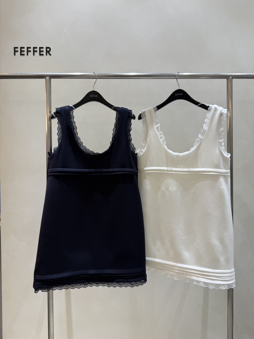 FEFFER韓國代購㊣女士新款25秋冬真品熱賣時尚人氣連衣裙蕾絲FEFFER連衣裙