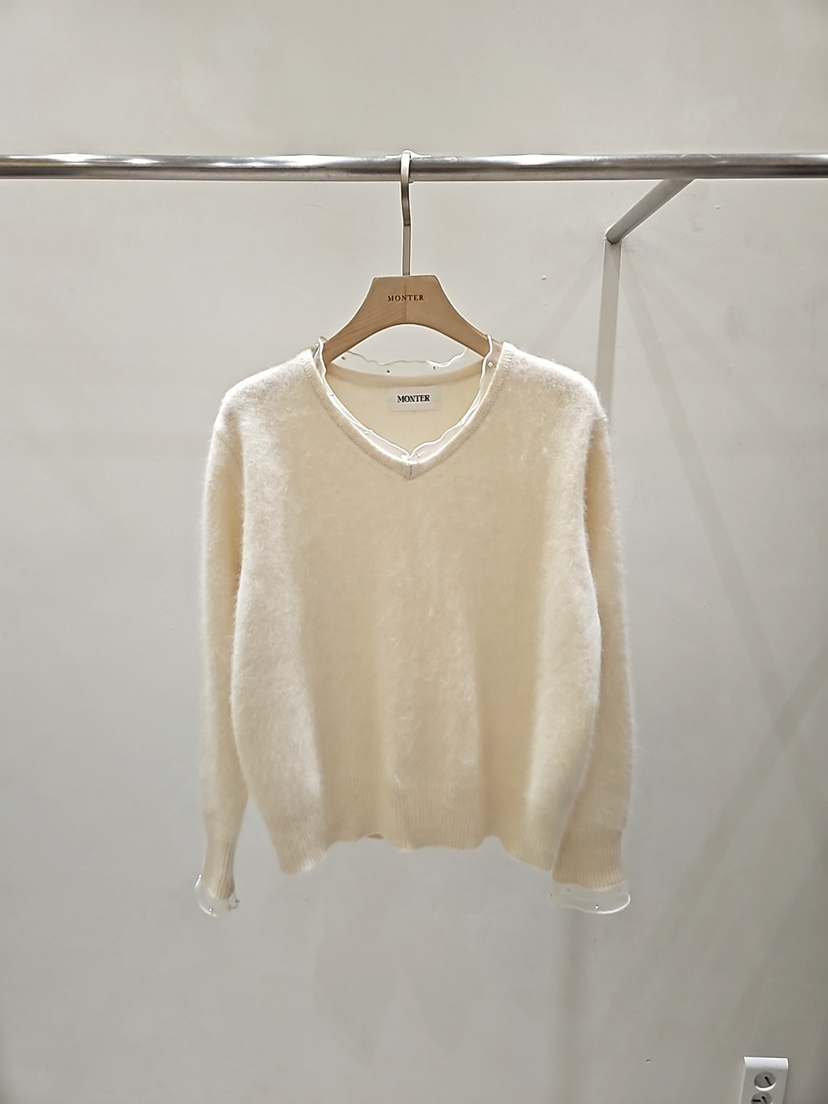 MONTER韓國代購㊣女裝新款時尚休閑人氣熱賣推薦25秋冬毛衣蕾絲MONTER毛衣圖色3