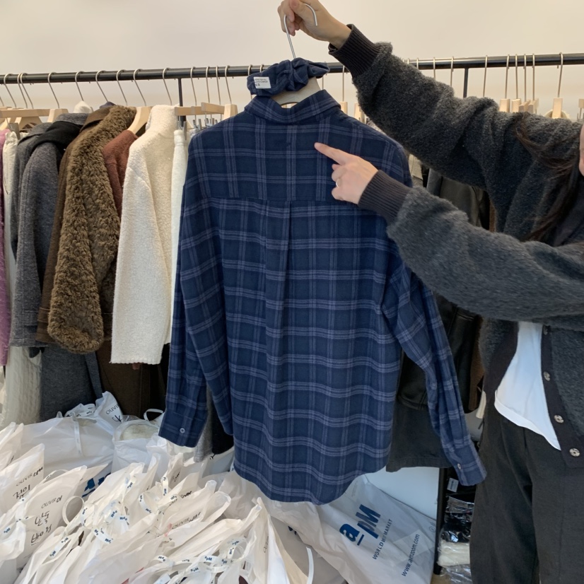 OUVIR東大門㊣實拍女士新款人氣真品推薦25秋冬襯衫蕾絲衫格子O.V.R/OUVIR襯衫/蕾絲衫