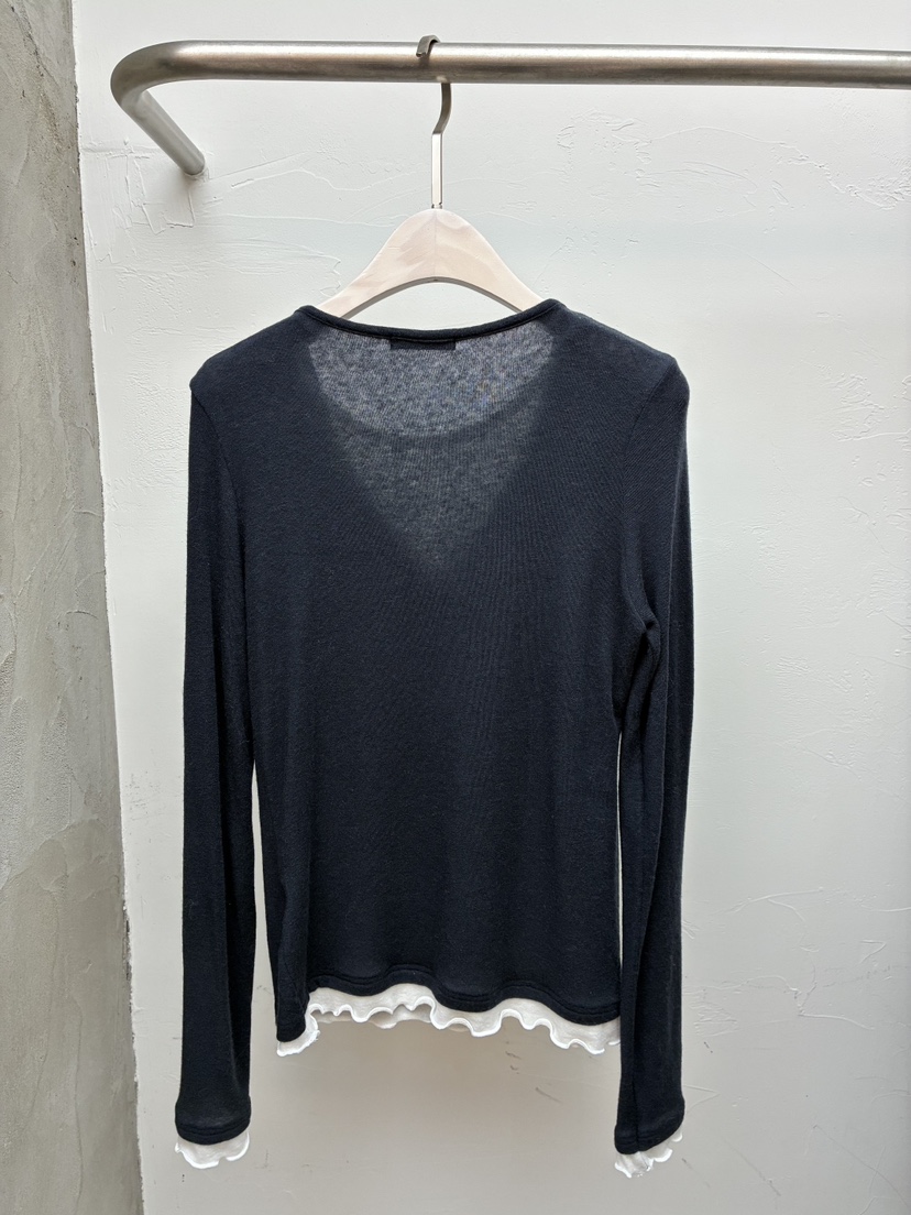 Verbena東大門㊣直郵女士新款休閑職業長袖T恤羊毛絲綢紐扣Verbena長袖T恤