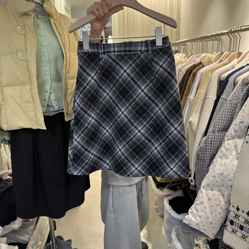 LIL韓國代購㊣女裝新款人氣推薦休閑職業時尚半身裙中短裙格子LIL半身裙/中短裙圖色1