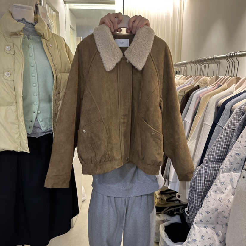 LIL東大門㊣直郵女士新品休閑人氣職業25秋冬真品熱賣夾克麂皮LIL夾克圖色1