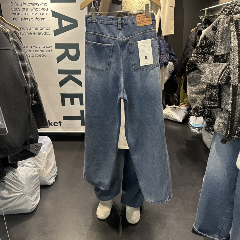 EL BOSQUE韓國直郵㊣女裝新品人氣25秋冬真品職業牛仔褲加絨EL BOSQUE牛仔褲