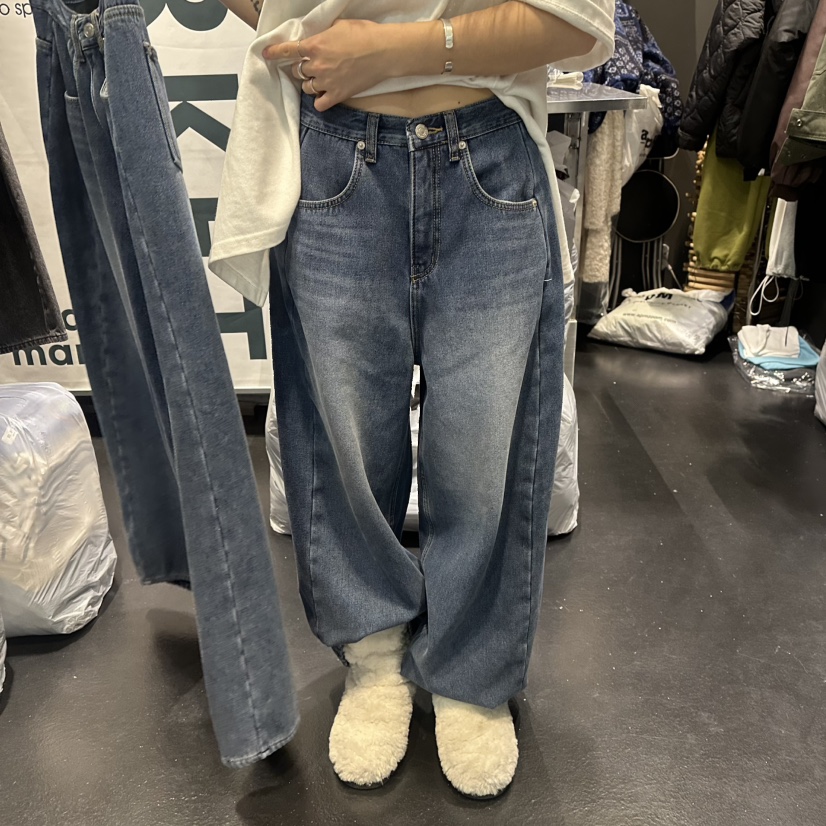 EL BOSQUE韓國直郵㊣女裝新品人氣25秋冬真品職業牛仔褲加絨EL BOSQUE牛仔褲