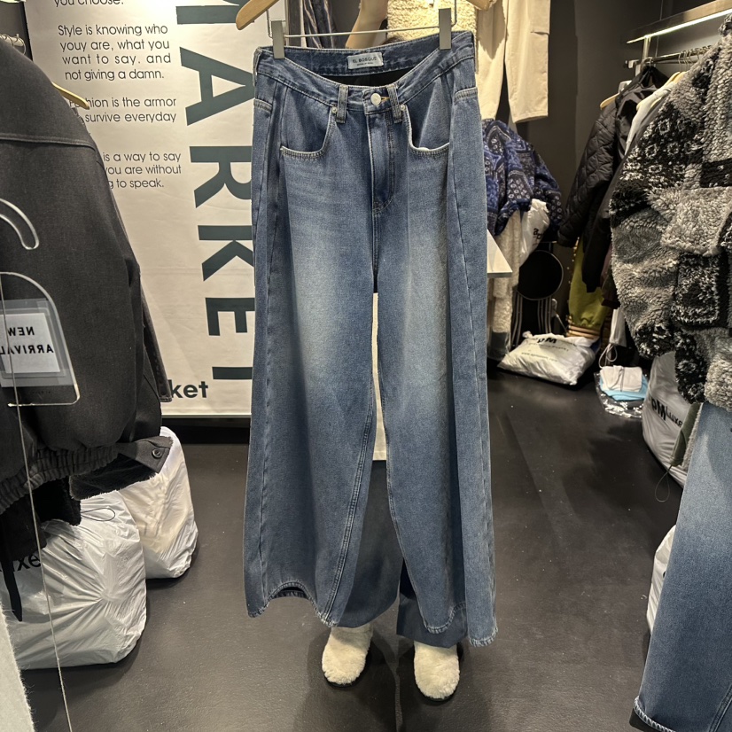 EL BOSQUE韓國直郵㊣女裝新品人氣25秋冬真品職業牛仔褲加絨EL BOSQUE牛仔褲圖色1