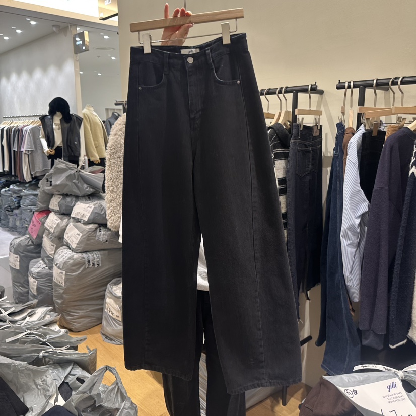 GILLI東大門㊣直郵女士新品推薦25秋冬時尚牛仔褲加絨羊毛開衩GILLI牛仔褲圖色1