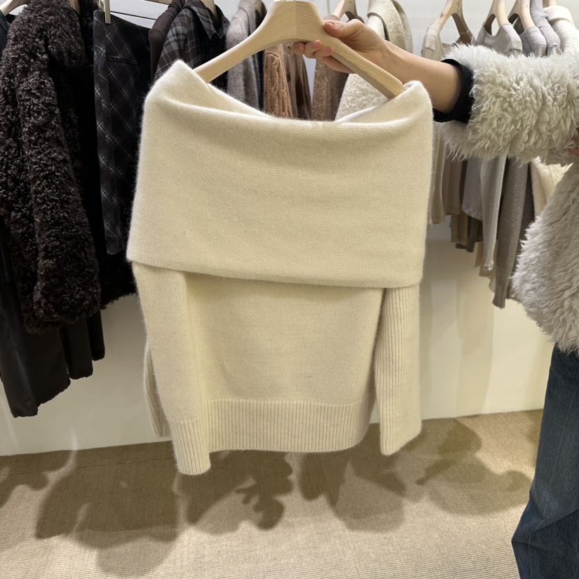 VEGETABLE韓國代購㊣女士新品人氣休閑真品時尚職業毛衣露肩VEGETABLE毛衣