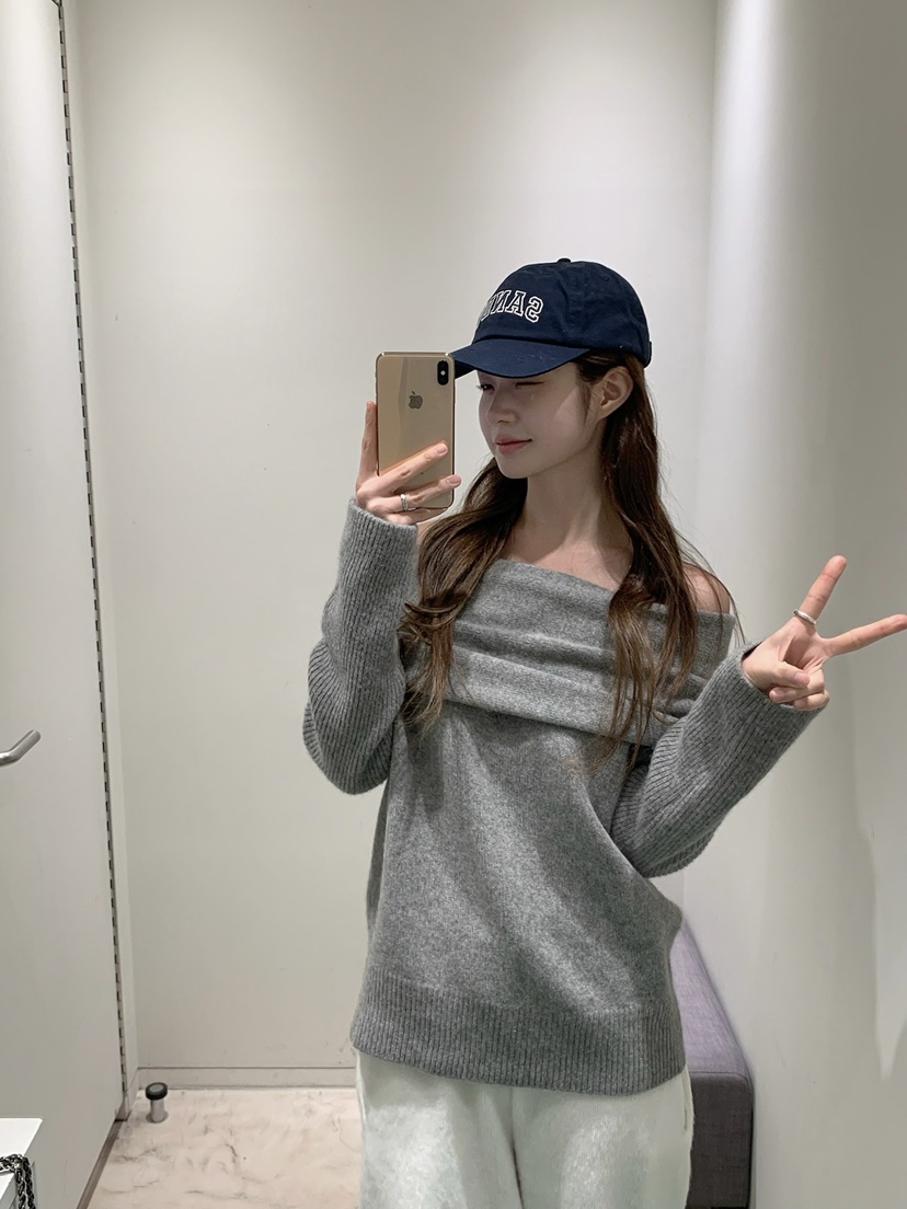 VEGETABLE韓國代購㊣女士新品人氣休閑真品時尚職業毛衣露肩VEGETABLE毛衣