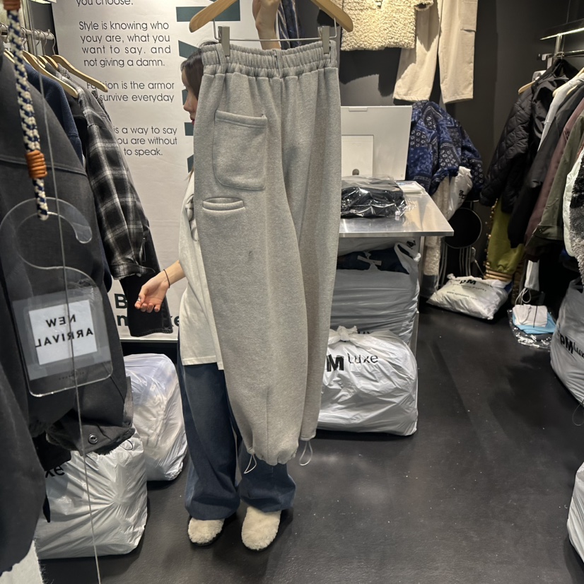 EL BOSQUE韓國代購㊣女士新款時尚熱賣真品25秋冬休閑褲加絨EL BOSQUE休閑褲