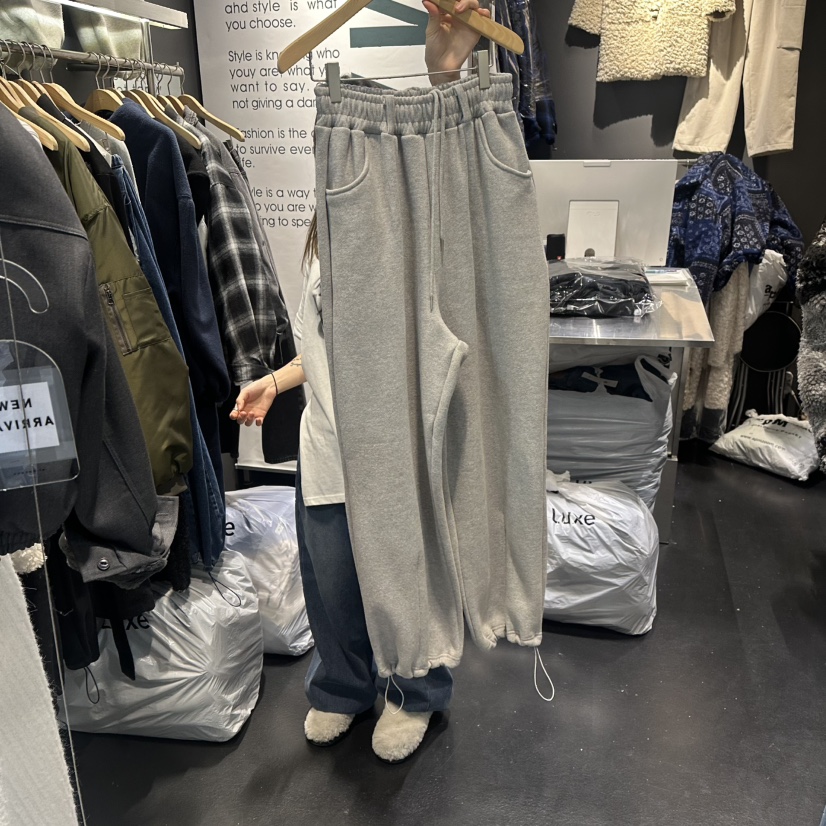 EL BOSQUE韓國代購㊣女士新款時尚熱賣真品25秋冬休閑褲加絨EL BOSQUE休閑褲圖色1