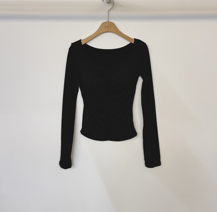 TWENTY FOUR SEVEN24-7韓國直郵㊣女裝新品推薦職業長袖T恤TEWNTY FOUR SEVEN24-7長袖T恤圖色2黑色