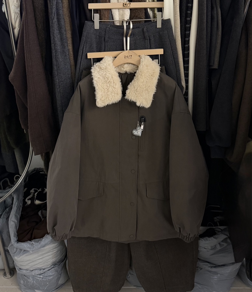 TWENTY FOUR SEVEN24-7東大門㊣實拍女士新款時尚短款羽絨服蘇格蘭羊毛鴨絨TEWNTY FOUR SEVEN24-7短款羽絨服圖色2