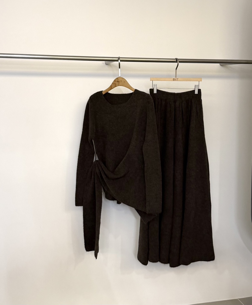 TWENTY FOUR SEVEN24-7東大門㊣代購女裝新款人氣套裝羊毛套裝TEWNTY FOUR SEVEN24-7套裝圖色2棕色