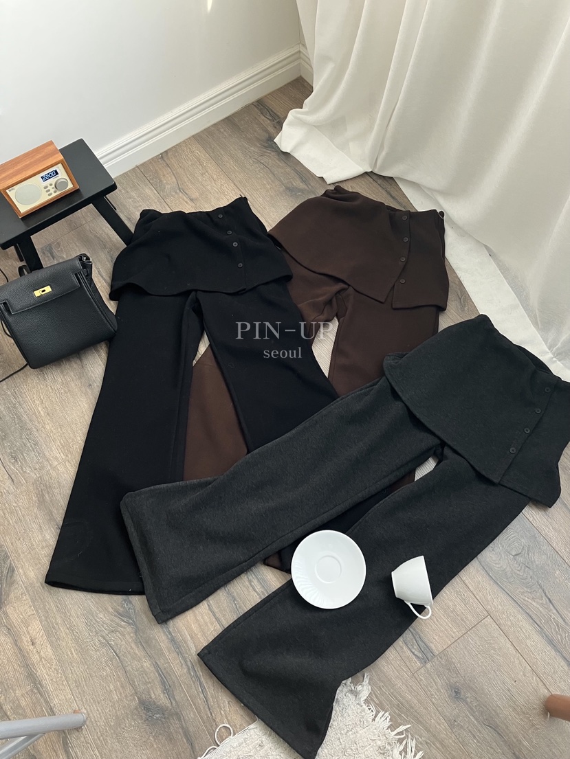 PIN-UP韓國代購㊣女士新品時尚真品25秋冬人氣熱賣裙褲喇叭PIN-UP裙褲