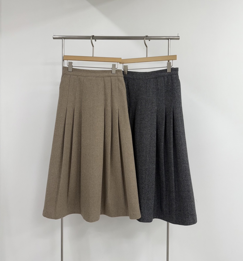 YIKHO STYLE東大門㊣代購女裝新款25秋冬職業長裙羊毛人字紋YIKHO STYLE長裙