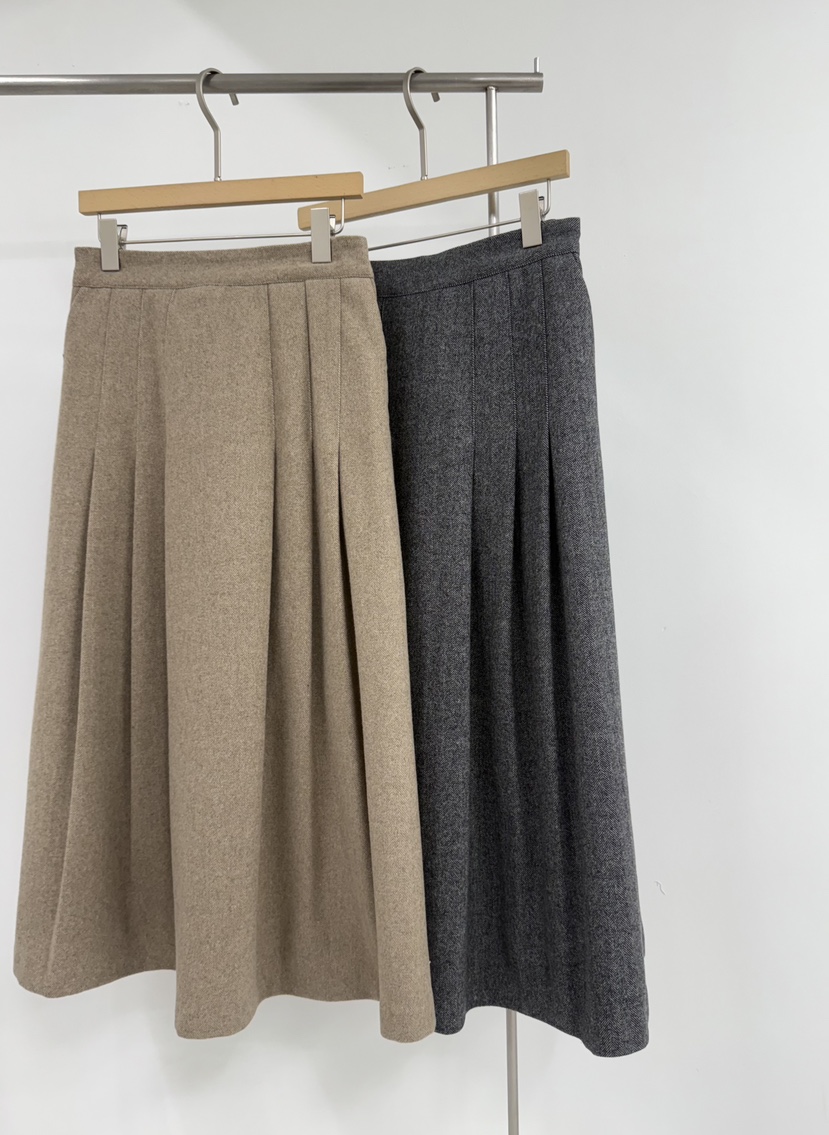 YIKHO STYLE東大門㊣代購女裝新款25秋冬職業長裙羊毛人字紋YIKHO STYLE長裙