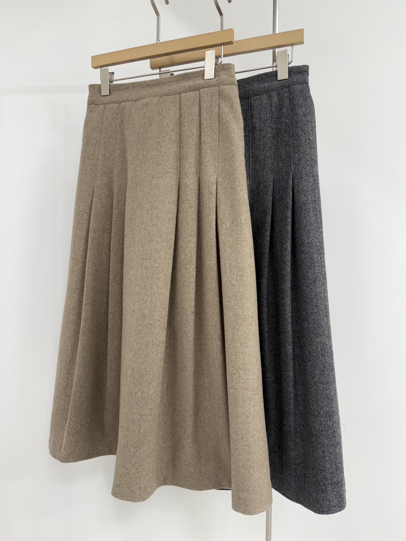 YIKHO STYLE東大門㊣代購女裝新款25秋冬職業長裙羊毛人字紋YIKHO STYLE長裙