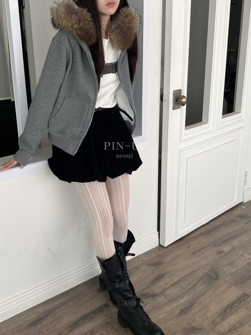 PIN-UP韓國直郵㊣女裝新品人氣真品時尚短裙不含腰帶天鵝絨PIN-UP短裙