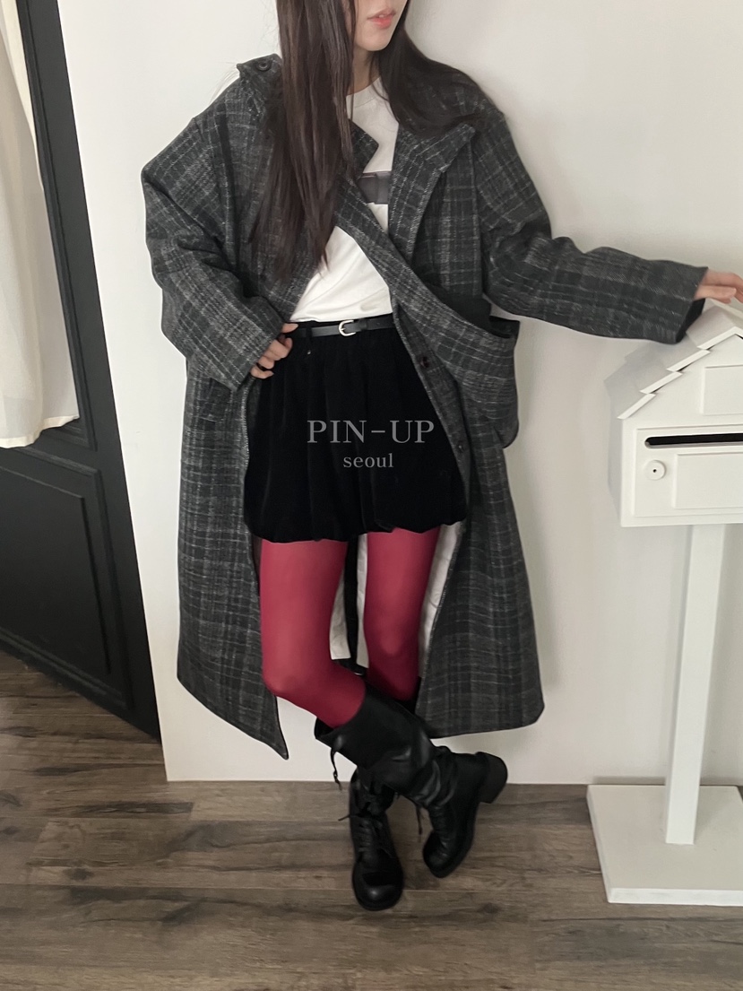 PIN-UP韓國直郵㊣女裝新品人氣真品時尚短裙不含腰帶天鵝絨PIN-UP短裙