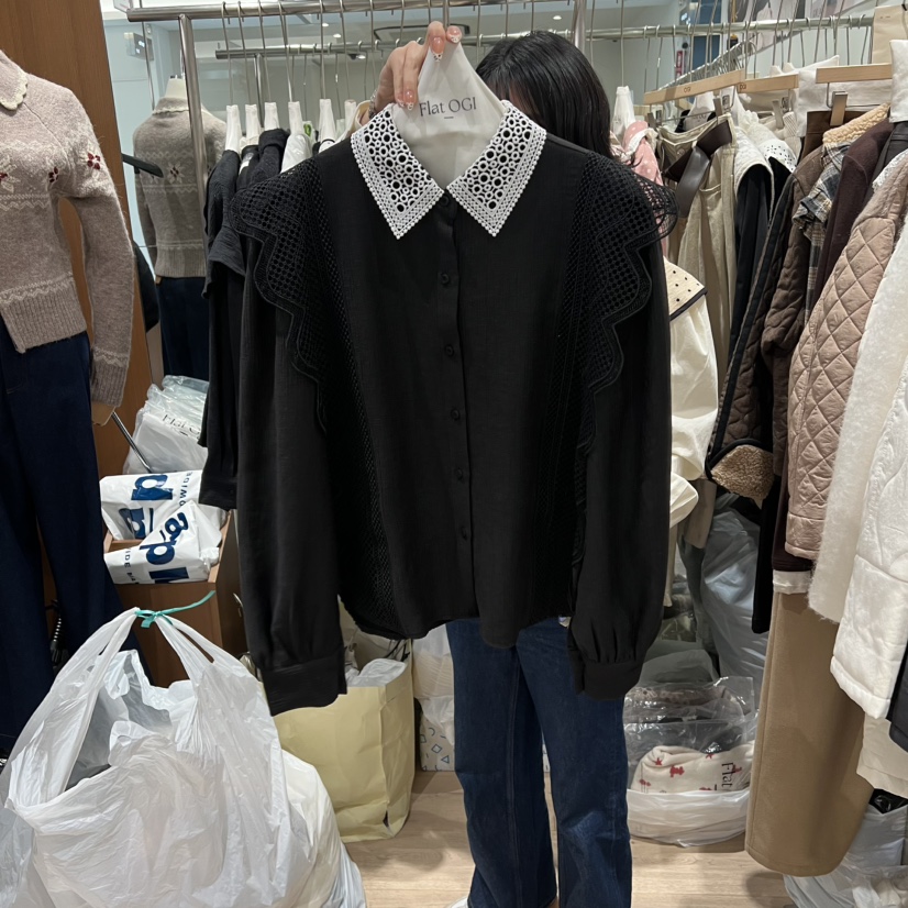 OGI韓國代購㊣女士新品職業真品熱賣休閑25秋冬人氣襯衫蕾絲衫FLat OGI襯衫/蕾絲衫圖色1
