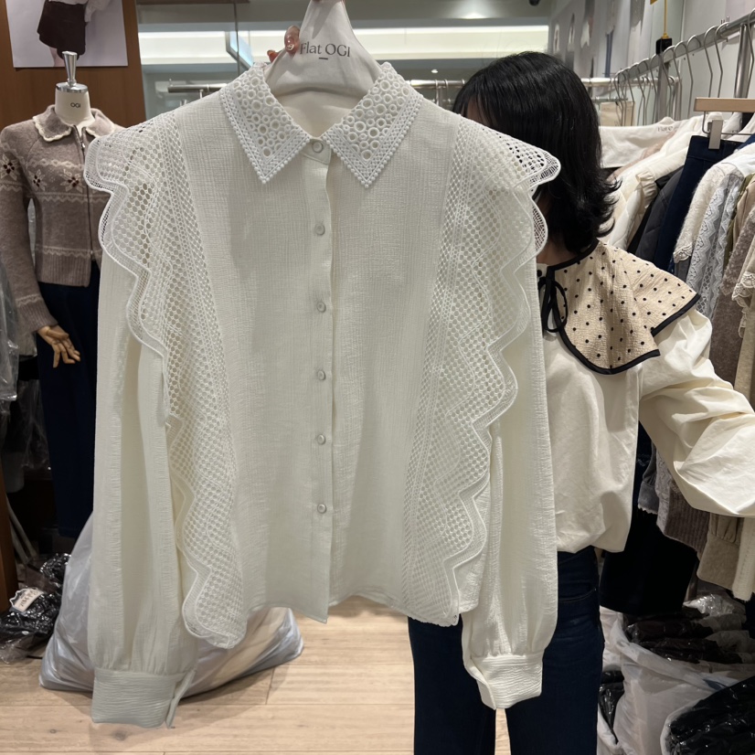 OGI韓國代購㊣女士新品職業真品熱賣休閑25秋冬人氣襯衫蕾絲衫FLat OGI襯衫/蕾絲衫圖色2
