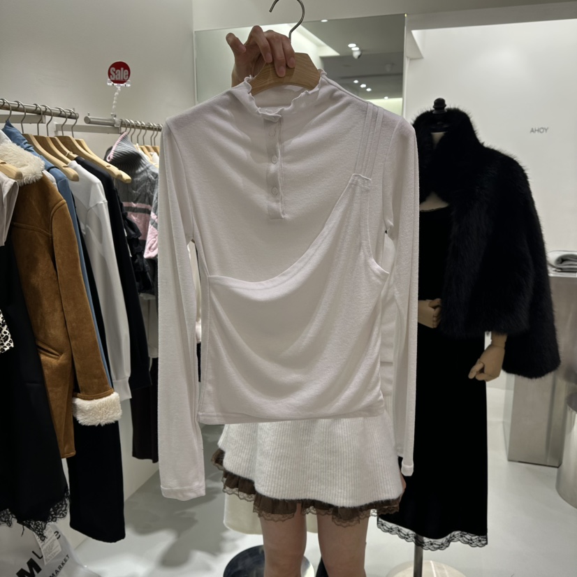 AHOY韓國直郵㊣女士新品真品休閑熱賣時尚職業長袖T恤假兩件AHOY長袖T恤圖色1