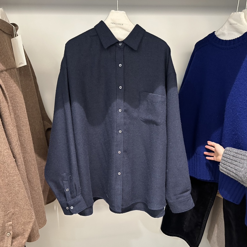 FRENCH DOOR東大門㊣實拍女士新品時尚25秋冬襯衫蕾絲衫羊毛FRENCH DOOR襯衫/蕾絲衫圖色1