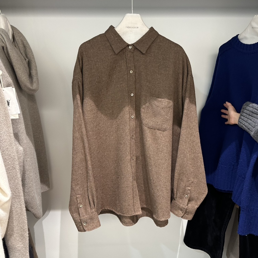 FRENCH DOOR東大門㊣實拍女士新品時尚25秋冬襯衫蕾絲衫羊毛FRENCH DOOR襯衫/蕾絲衫圖色2