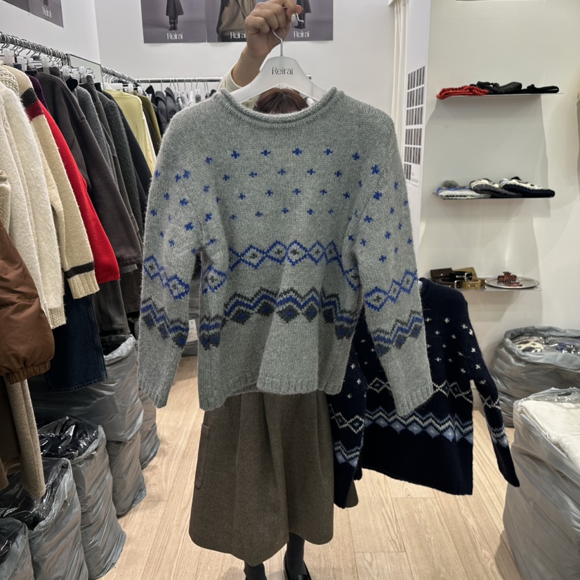 REIRAI韓國直郵㊣女士新款熱賣休閑時尚真品推薦針織衫馬海毛Reirai針織衫圖色2