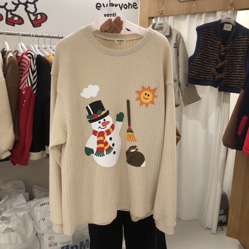 VENTI東大門㊣直郵女士新款人氣職業25秋冬長袖T恤加絨抓絨VENTI長袖T恤圖色1
