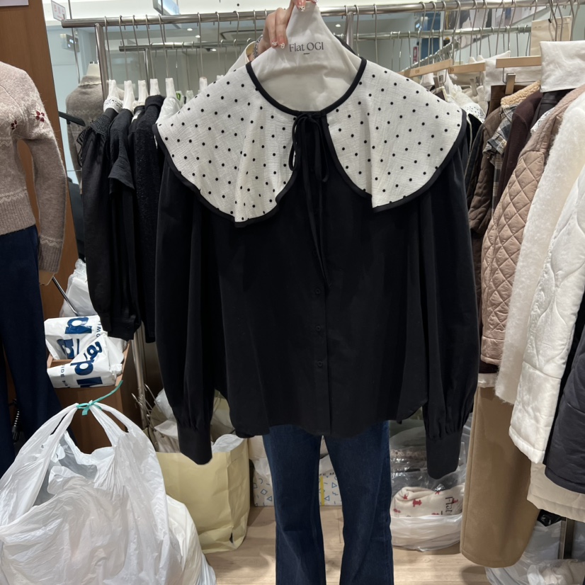 OGI東大門㊣代購女裝新品25秋冬推薦真品職業熱賣襯衫蕾絲衫FLat OGI襯衫/蕾絲衫圖色2