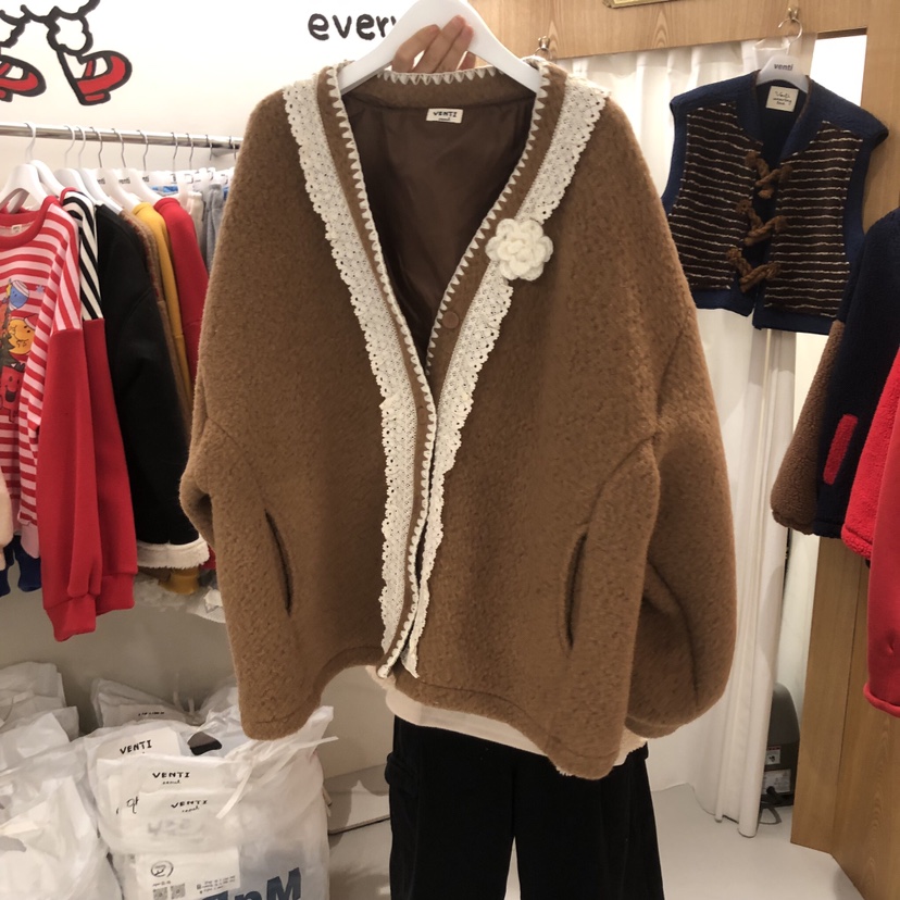 VENTI東大門㊣實拍女士新品人氣真品25秋冬時尚夾克泰迪熊開衫VENTI夾克圖色1