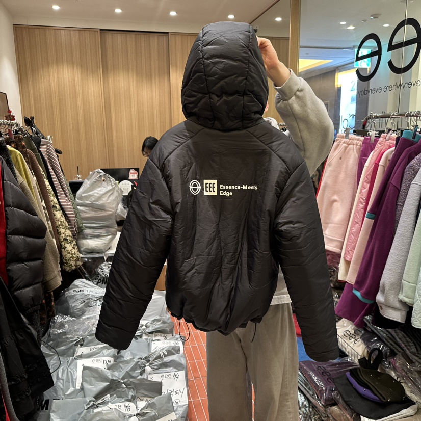 E/E/E韓國代購㊣女士新款職業人氣真品休閑時尚短款棉服填充E/E/E短款棉服