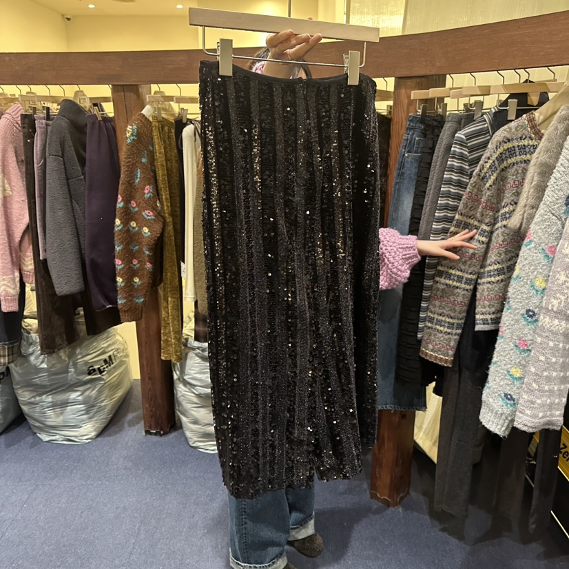 FURE韓國直郵㊣女士新品時尚25秋冬熱賣職業休閑長裙天鵝絨FURE長裙