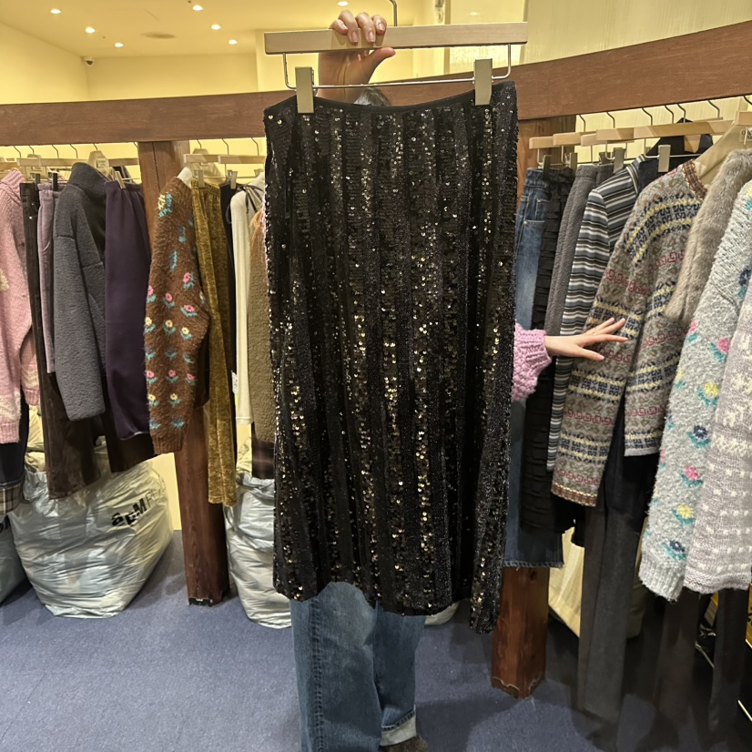 FURE韓國直郵㊣女士新品時尚25秋冬熱賣職業休閑長裙天鵝絨FURE長裙圖色2